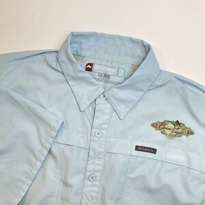 Simms Guide Series Fishing Shirt Mens XL Quick Dry Vented Blue Short Sleeve READ